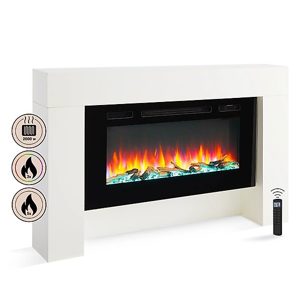 BALDERIA HE-WE Elektrokamin Standkamin Heizung 3D-Flammeneffekt Weiß günstig online kaufen