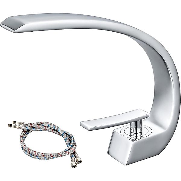 MODFU Waschtischarmatur Einhebelmischer Armatur Bad Mischbatterie Chrom (3/ günstig online kaufen