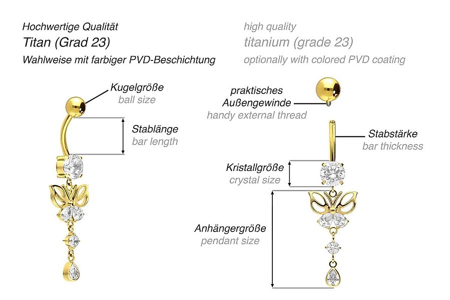 PIERCINGLINE Bauchnabelpiercing Titan Bananabell mit Innengewinde günstig online kaufen