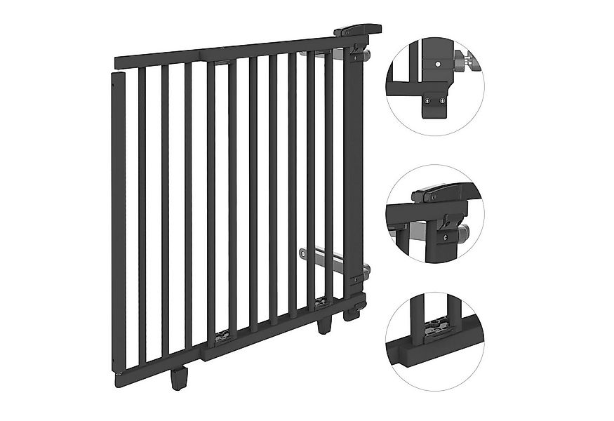 Geuther Treppenschutzgitter Oris zum Bohren 67-135 cm Schwarz, Für Erwachse günstig online kaufen