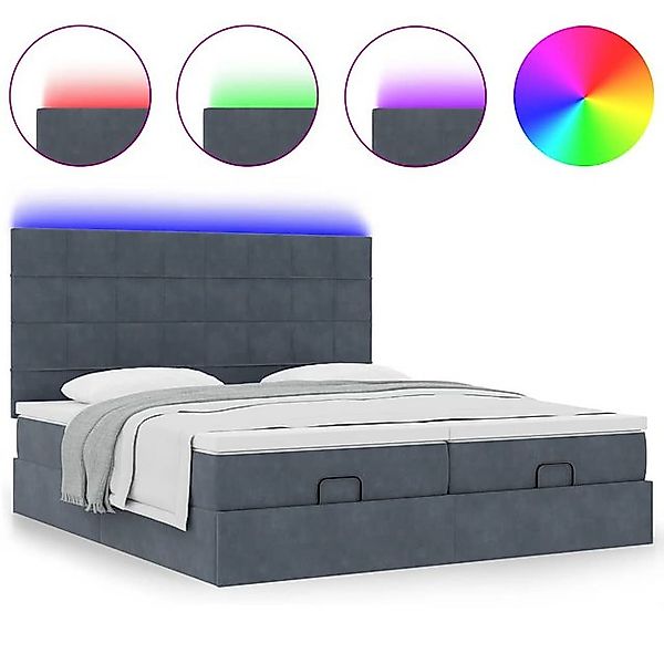 vidaXL Bett Ottoman-Bett mit Matratzen Dunkelgrau 180x200 cm Samt günstig online kaufen