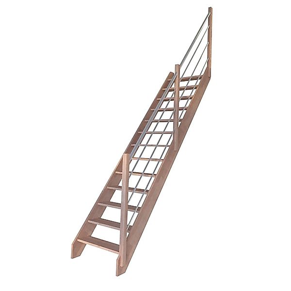 StarWood Treppe Rhodos Buche Gerade Holz-Edelstahl-Geländer R FSC® günstig online kaufen