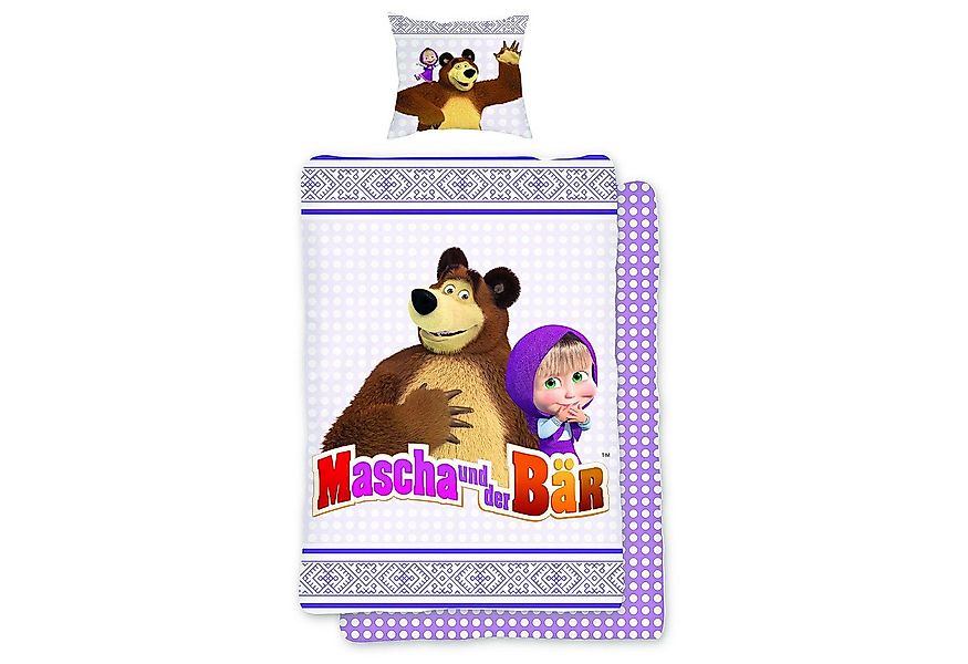 BERONAGE Kinderbettwäsche Mascha und der Bär Freunde Bettwäsche Linon / Ren günstig online kaufen