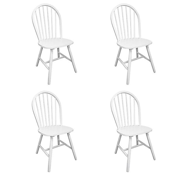 vidaXL Esszimmerstuhl Esszimmerstühle 4 Stk. Weiß Massivholz Gummibaum (4 S günstig online kaufen