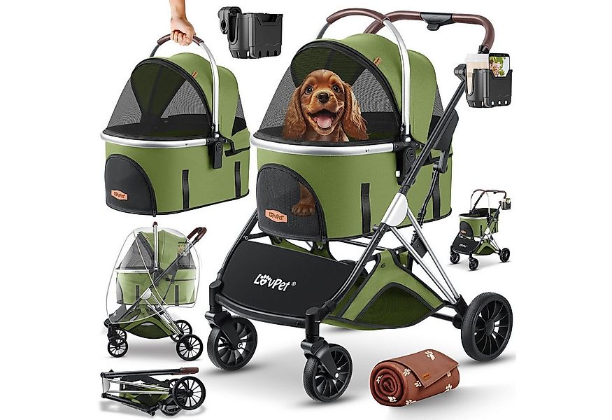 Lovpet Hundebuggy 3in1 Hundewagen max. bis 20kg Buggy für Haustiere, (Hunde günstig online kaufen