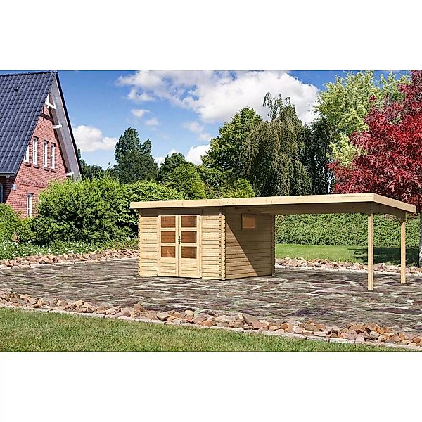 Karibu Holz-Gartenhaus Jeebel Natur Pultdach Unbehandelt 282 cm x 282 cm günstig online kaufen