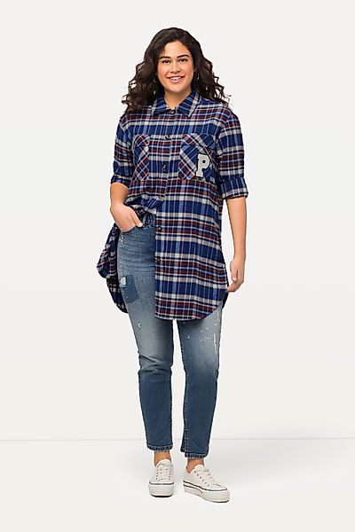 Ulla Popken Shirtjacke Karojacke Hemdkragen Knopfleiste günstig online kaufen