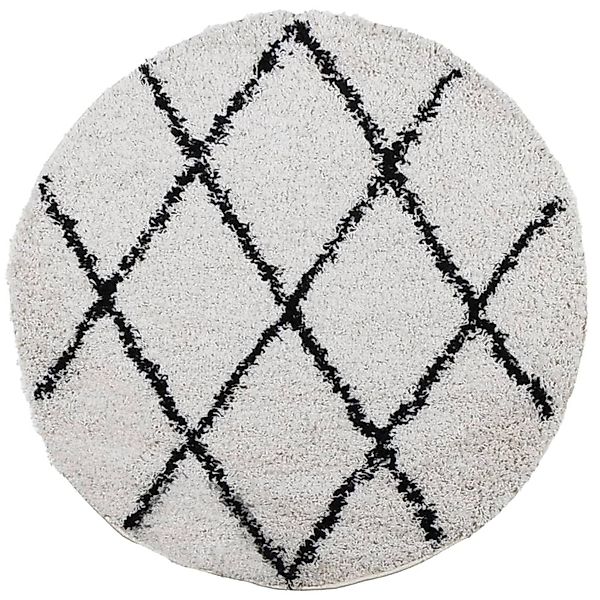 vidaXL Teppich Shaggy Hochflor Modern Creme Und Schwarz  160 Cm 1957223 günstig online kaufen