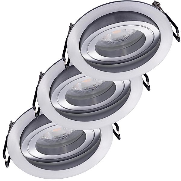 Oktaplex 3er Set Einbaustrahler Aluminium Lyon Schwenkbar Stufenlos Dimmbar günstig online kaufen
