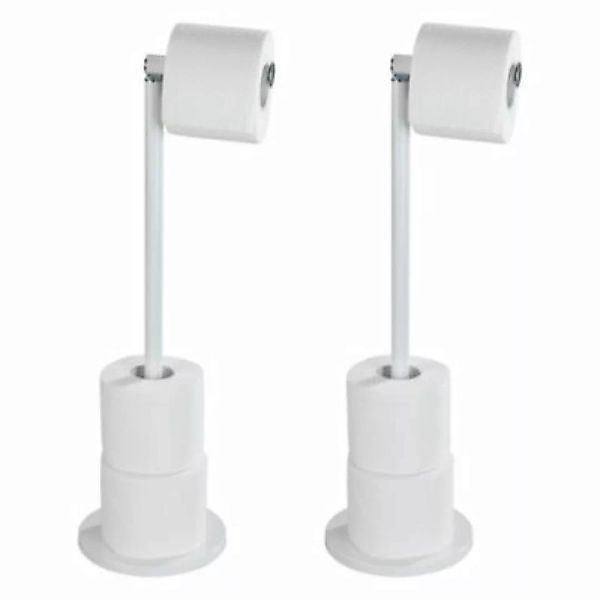 WENKO Stand Toilettenpapierhalter 2 in 1 Weiß, 2er Set weiß günstig online kaufen