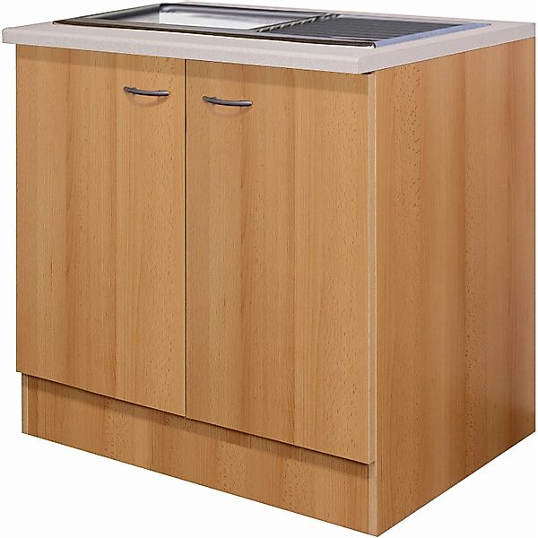 Flex-Well Classic Küchen-Spülenunterschrank Nano 100 cm Buche Nachbildung günstig online kaufen
