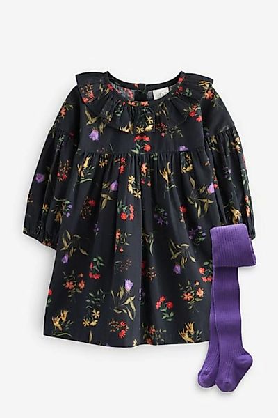 Next Druckkleid Kleid mit Rüschenkragen und Strumpfhose im Set (2-tlg) günstig online kaufen