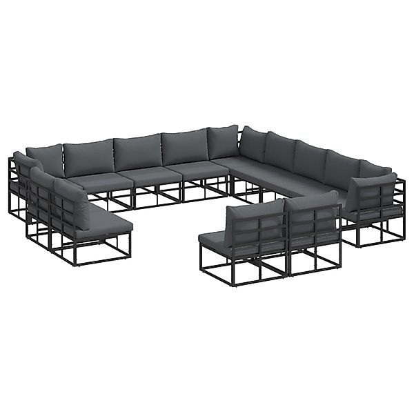 vidaXL Garten-Sofa-Set mit Kissen 13-Tlg Schwarz Aluminium 3378930 günstig online kaufen