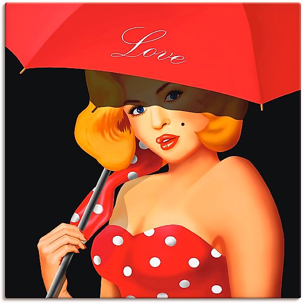 Artland Wandbild "Pin-Up Girl unter rotem Regenschirm", Frau, (1 St.), als günstig online kaufen