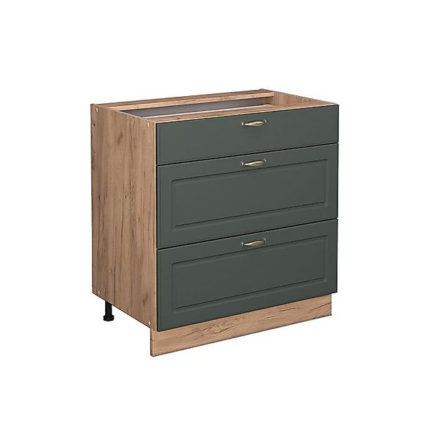 Vicco Küchenunterschrank Fame-Line Grün-Gold Landhaus/Goldkraft Eiche 80 cm günstig online kaufen