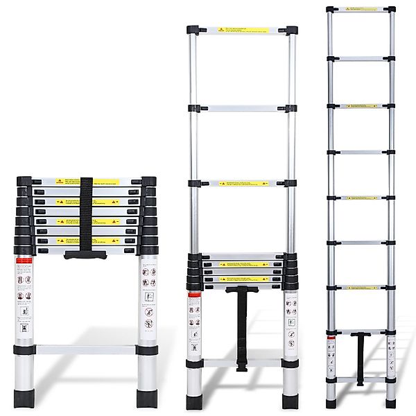 Clanmacy Teleskopleiter Aluminium Teleskopleiter 2,6M, Leiter günstig online kaufen