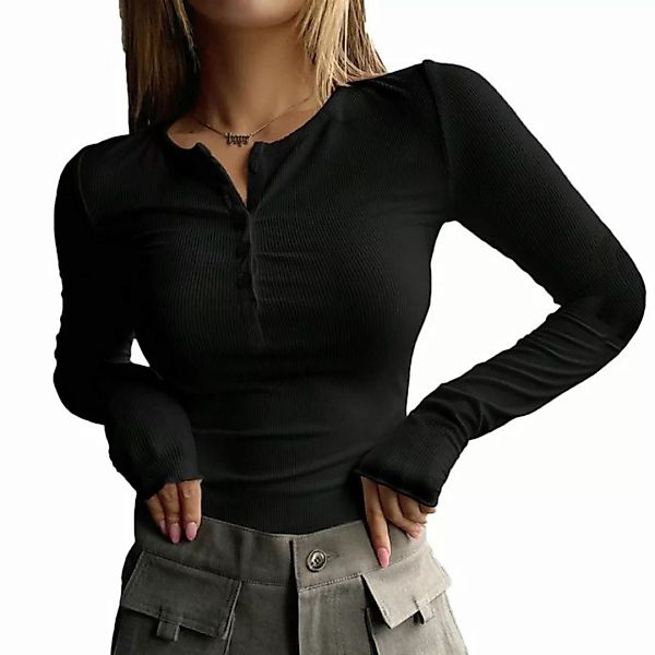 B.X Kurzarmshirt Langarm-Shirts für Damen V-Ausschnitt schmale Passform T S günstig online kaufen