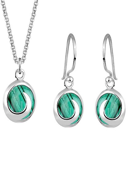 Elli Schmuckset Oval mit Malachit Edelstein günstig online kaufen