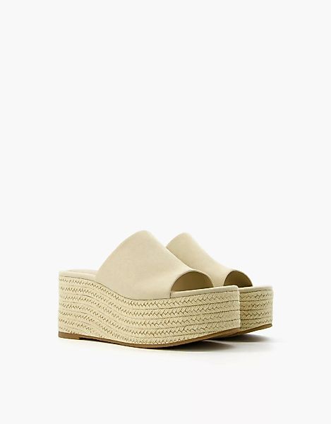 Bershka Plateau-Pantoletten Aus Jute Damen 39 Rohweiß günstig online kaufen