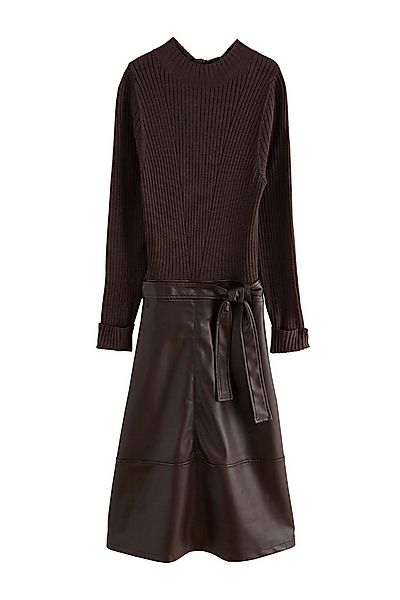 Next 2-in-1-Kleid 2-in-1 Hochgeschlossenes Kleid aus Kunstleder-Mix (1-tlg) günstig online kaufen