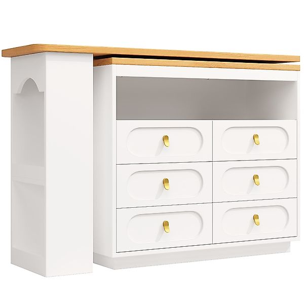 Ausziehbarer Bartisch mit 360°-Drehfunktion, 6 Schubladen und seitlichem Sn günstig online kaufen