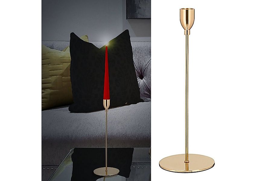 CEPEWA Kerzenständer Kerzenständer Shiny Gold 28cm Eisen Kratzschutz Stabke günstig online kaufen