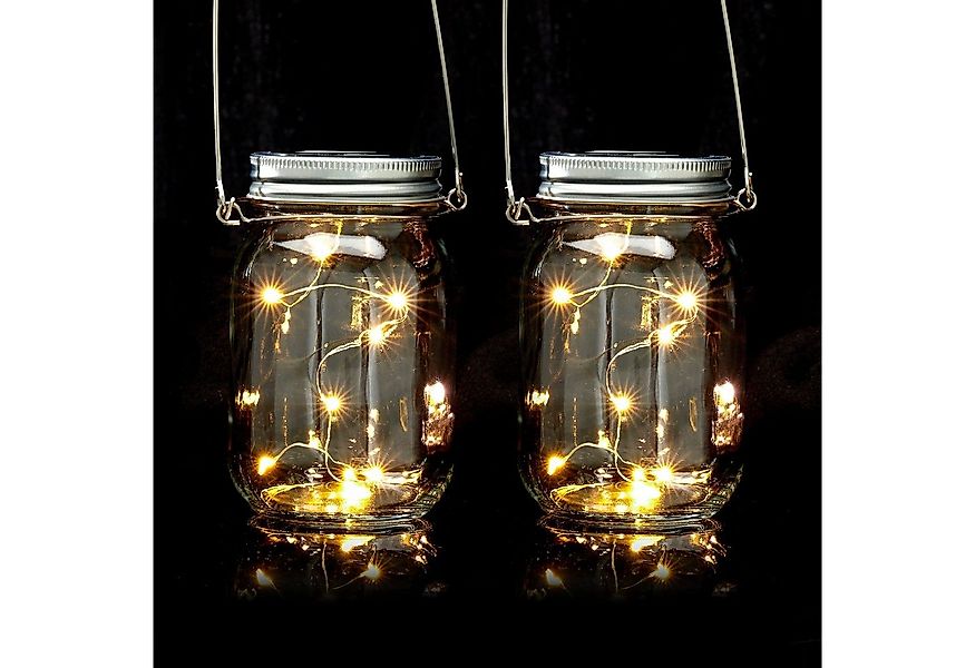 relaxdays Gartenleuchte LED Solar Glas 2er Set günstig online kaufen