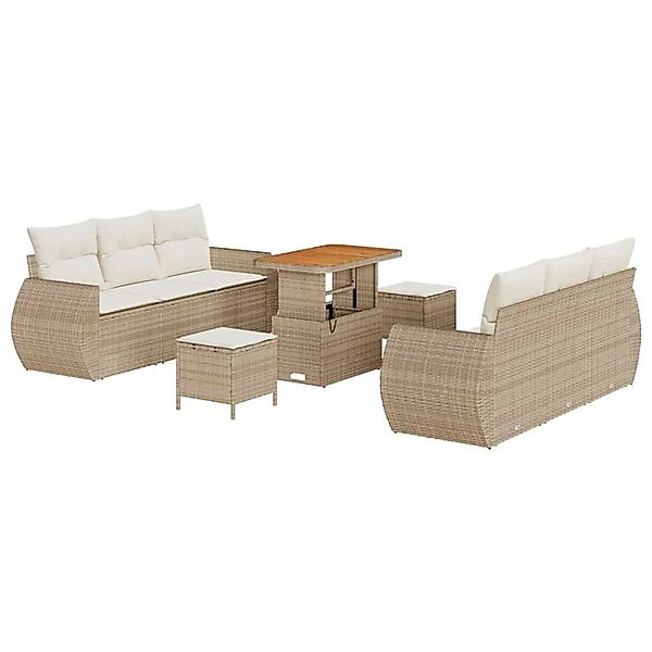vidaXL Garten-Sofa-Set 9-Tlg Beige Poly Rattan 3361831 günstig online kaufen