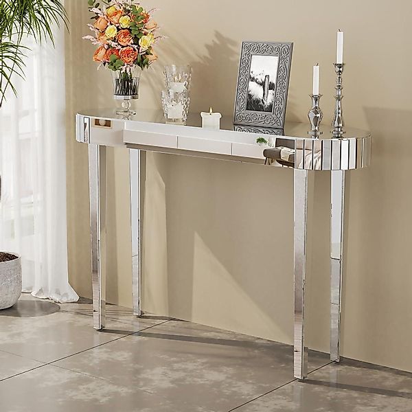LuxusKollektion Konsolentisch Moderne Silber Spiegelglas Konsole günstig online kaufen