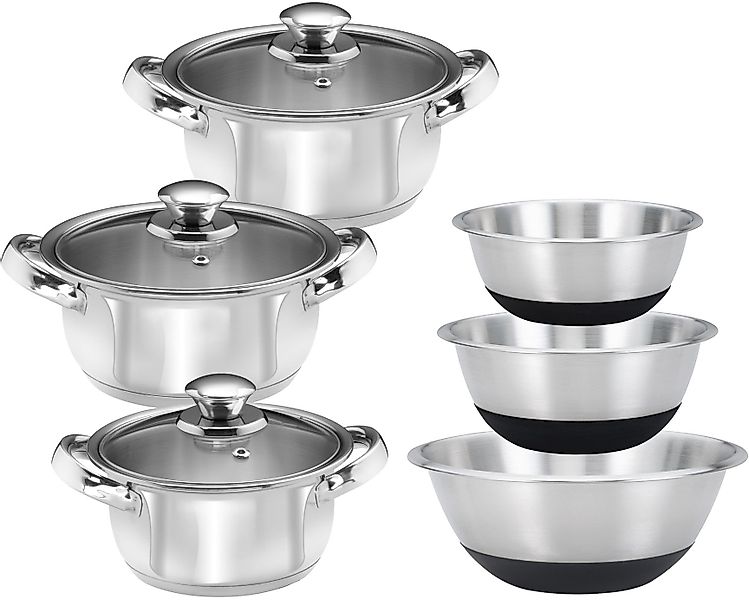 KING Topf-Set »EDELSTAHL«, Edelstahl, (Set, 9 tlg., 3 Töpfe Ø 16/18/20 cm i günstig online kaufen