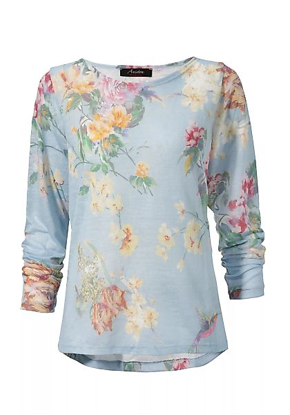 Aniston CASUAL Langarmshirt mit großflächigem Blumendruck und Vögeln günstig online kaufen