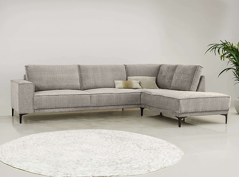Places of Style Ecksofa »Polsterecke Oland, Struktur, Flachgewebe, Luxus-Mi günstig online kaufen
