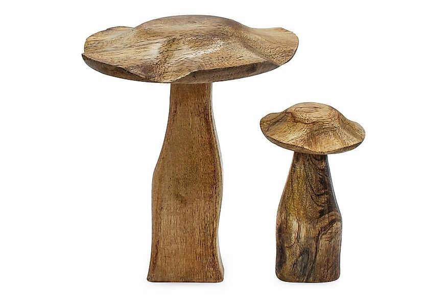 Spetebo Dekofigur Mangoholz Deko Pilz 2er Set natur - 20 / 13 cm (Anzahl, 1 günstig online kaufen