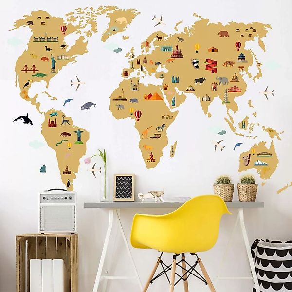 Wall-Art Wandtattoo »Stadt Weltkarte travel the world«, (1 St.) günstig online kaufen