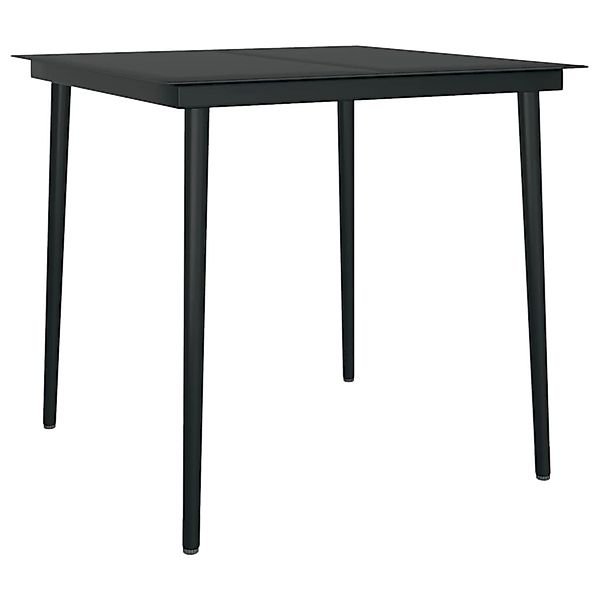 vidaXL Garten-Esstisch Schwarz 80x80x74 cm Stahl und Glas 318749 günstig online kaufen