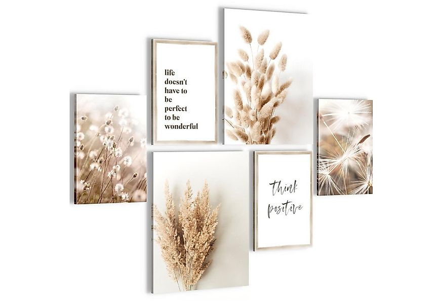 Novart Wandbild Boho Beige Pampas Wohnzimmer Deko, Boho2 günstig online kaufen