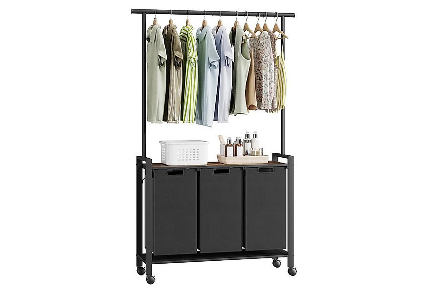 GarveeMore Wäschekorb mit verstellbare Kleiderstange und Laufrollen, 2-3 Fä günstig online kaufen