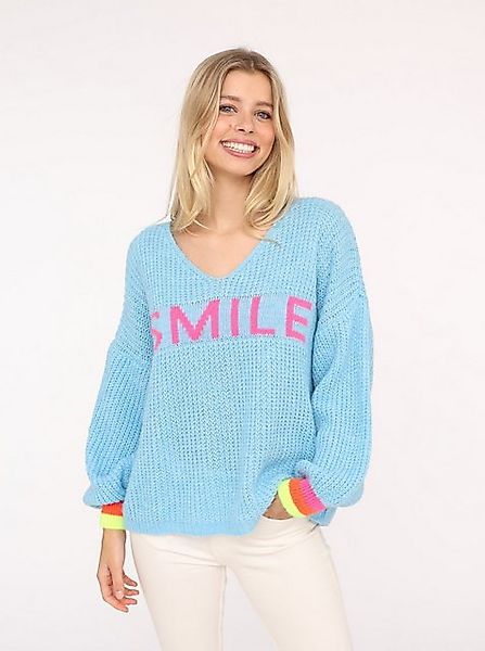 Zwillingsherz Strickpullover "Smile" mit fröhlichem Aufdruck günstig online kaufen