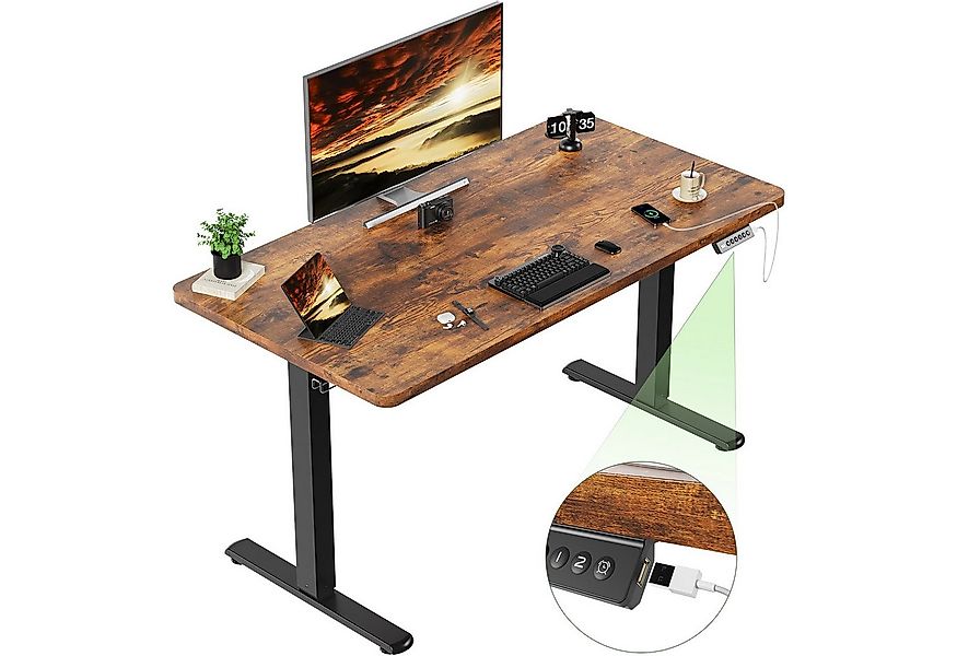 Furnicopia Schreibtisch Höhenverstellbarer mit USB-Ladefunktion und Wecker- günstig online kaufen