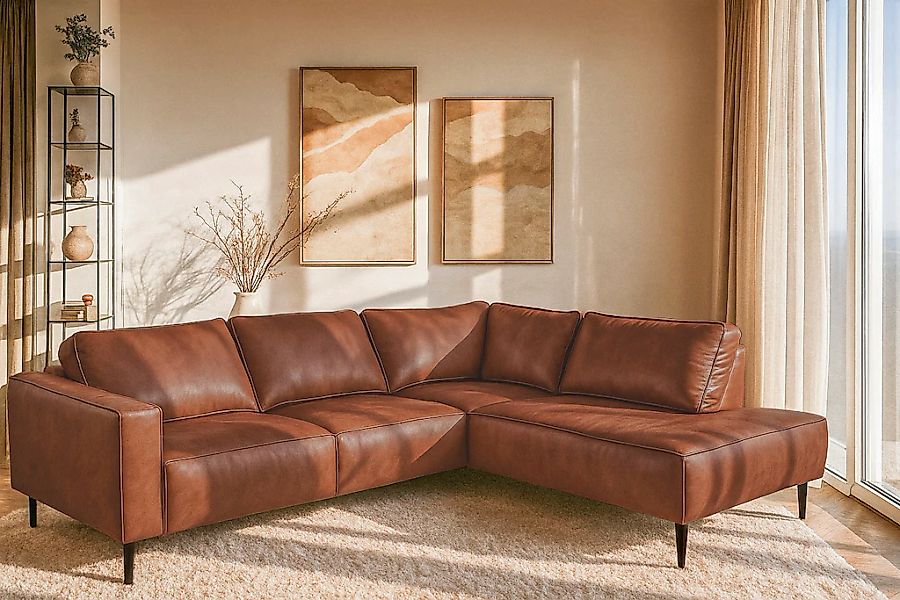 Home affaire Ecksofa "Fumone, Lederoptik oder Soft-Touch Chenille" Breite 2 günstig online kaufen