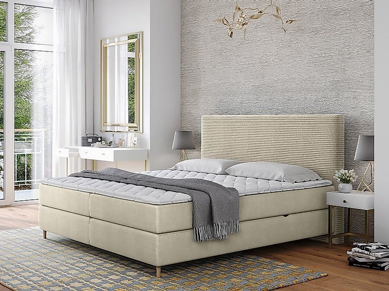MIRJAN24 Boxspringbett Laro Cord (mit zwei Bettkästen), Holzfüße, Bonellfed günstig online kaufen