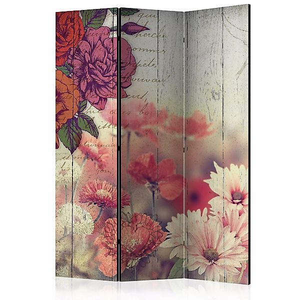 3-teiliges Paravent - Vintage Flowers [room Dividers] günstig online kaufen