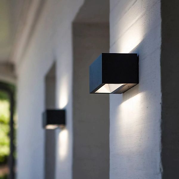 LED-Außenwandlampe Gemini, 22 cm, 3.000K, schwarz günstig online kaufen
