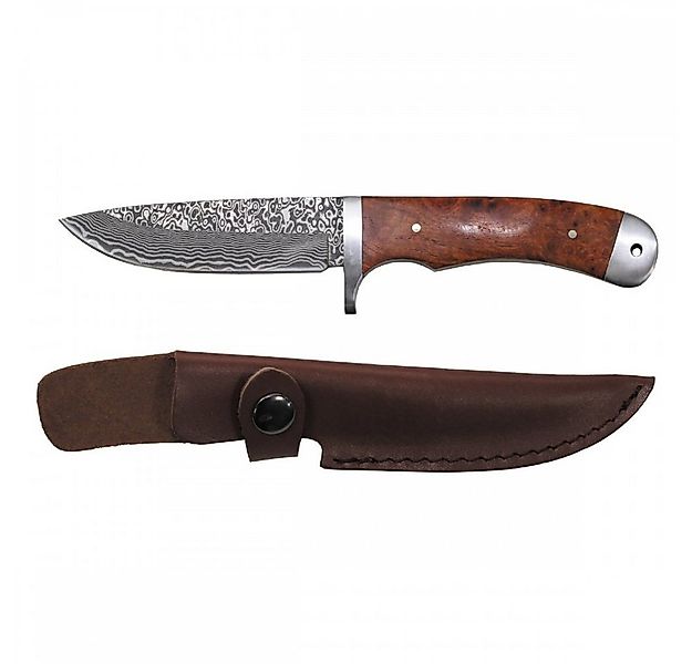 FoxOutdoor Universalmesser Damastmesser, Lederscheide, rote Quittenholzeinl günstig online kaufen
