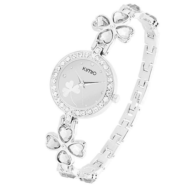 Taffstyle Quarzuhr Damen Armbanduhr mit Kristallen und Glücksbringer Kleebl günstig online kaufen