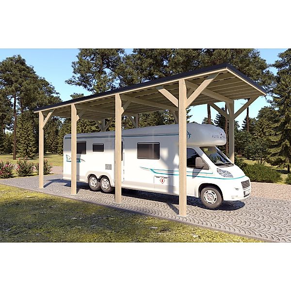 Holzbrüder Camping-Carport Ralf 32m² Imprägniert-Schwarz günstig online kaufen