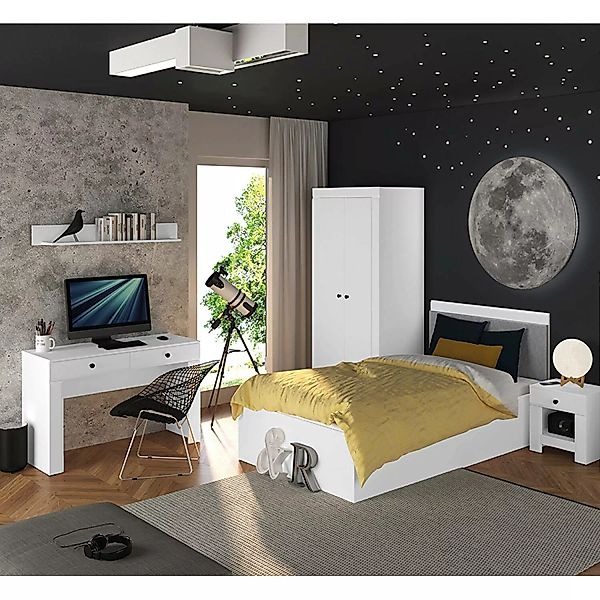 Jugendzimmer Set mit Bett, Liegefläche 120cm, in weiß LANA-131, 5-teilig günstig online kaufen