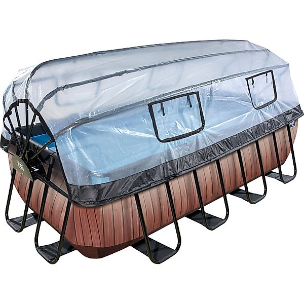 EXIT Wood Pool Braun 400x200x100cm m. Sandfilterpumpe, Abdeckung, Wärmepump günstig online kaufen