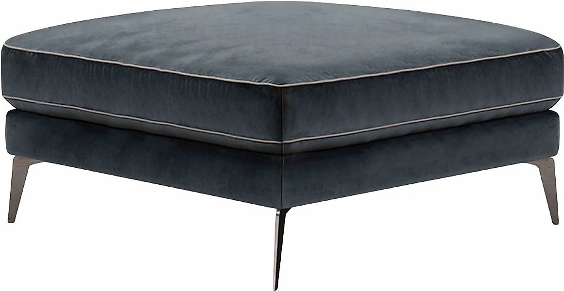 Leonique Sitzhocker "Chicago" 1 tlg. Polsterhocker, graublauer Velourstoff, günstig online kaufen