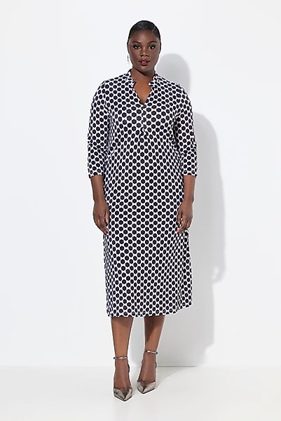Ulla Popken Midikleid Slinky-Piqué-Midikleid A-Linie Stehkragen günstig online kaufen